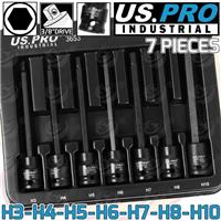 US PRO Extra Long Impact Hex Bit Sockets Set 3/8" Drive Impact H3 - H10 S2 Steel