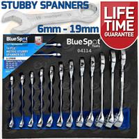 BLUESPOT Stubby Spanners 14pc Short Reach Combination Spanner Wrench Set 6 -19mm
