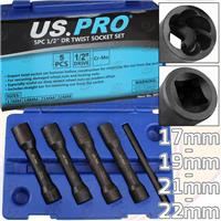 US.PRO Locking Wheel Nut Remover Impact Twist Socket Set Nut Stud Bolt Extractor
