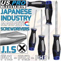 US PRO 4pc Japanese Industry Standard Screwdriver Set JIS PH1 PH2 PH3 INDUSTRIAL
