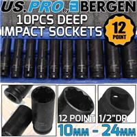 US PRO 12 Point DEEP IMPACT Socket Set 1/2" Drive Long Reach Impact Sockets 10pc