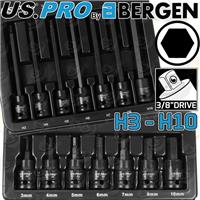 US PRO IMPACT HEX Bit Socket Set Short & Long Hex Allen Key HX Sockets H3 - H10