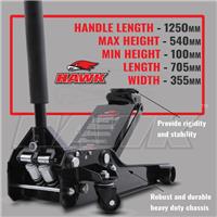 HAWK 3 T TONNE QUICK LIFT LOW PROFILE HYDRAULIC FLOOR JACK HEAVY DUTY CAR GARAGE