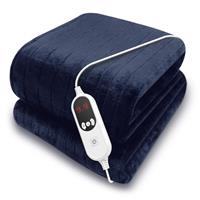 Heated Throw Soft Fleece Electric Blanket Navy Blue 160x120cm 9 Heat & Timer