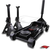 3 TONNE HYDRAULIC CAR JACK & 2 AXLE STANDS LOW PROFILE HEAVY DUTY GARAGE TOOL