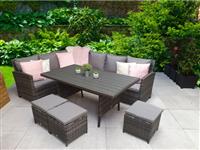 Signature Weave Grey & Wood Effect Outdoor Garden Corner Dining Set RRP £1239