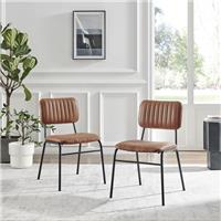 **Seconds** Delta 2x Tan Faux Leather Black Legs Dining Chair Mid-Centaury Mode