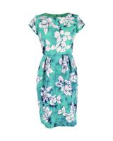 Oscar De La Renta Floral Pencil Skirt Dress In Cotton Women Teal Size 7 - US7 Regular