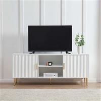 Dusk Evie Matte Warm White & Gold Effect TV Stand RRP £269