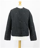 SLEEPER FAUX PEARL EMBELLISHED PADDED JACKET WOMENS XS BLACK RRP £350 AD - XS Regular