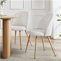 Dusk Iris Ivory Boucle & Natural Set of 2 Dining Chairs RRP £179