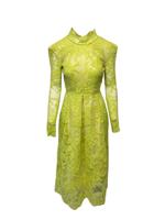 Alex Perry Lace Dress With Shoulder Pads In Polyester Women Yellow Size 2 - US2 Regular