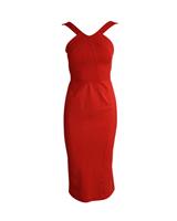 Zac Posen Halter Fla Bottom Midi Dress In Polyester Women Red Size 4 - US4 Regular