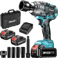 1/2 1300Nm High Torque Cordless Electric Impact Wrench 2*5000mAh Battery+Charger