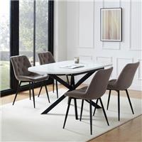 Dusk Brooke Stone & Black Oval Extendable 4-8 Seater Dining Table RRP £429