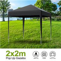 LOEFME 2x2m Garden Pop Up Gazebo Marquee Party Tent Canopy Black +4 Weight Bags