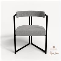 Roobba Lucia Grey Velour & Black Metal Pair of Dining Chairs RRP £498