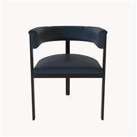 Roobba Isobella Navy Faux Leather & Black Metal Pair of Dining Chairs RRP £458