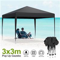 3M X 3M Heavy Duty Pop-up Gazebo Outdoor Garden Canopy Party Wedding Tent -Black