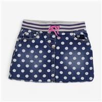 Boden, Denim Skirt White Spotted Grey Waistband, 5-6 Years 3FD99E7D5CB3/1
