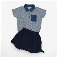 One Off, Happyology - Shirt & Shorts Diamond Print Navy, 3-6 Months 7D01B...