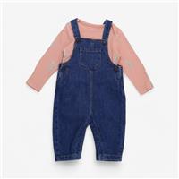 Marks And Spencer, Denim Dungarees With Pocket With Teddy Bear Vest , 3-6 Mon...