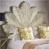 OKA Palmette Grey/Green Mango Wood Super King Headboard RRP £1150
