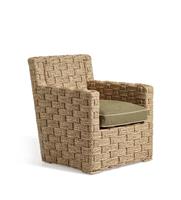 OKA Damona Woven Rattan & Green Linen Armchair RRP £626