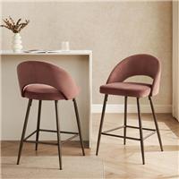 Dusk Lola Mauve Matte Velvet Set of 2 Barstools RRP £213