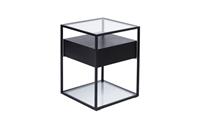 DFS Divario Darkwood Brown Black Metal & Glass 1 Drawer Side Table RRP £199