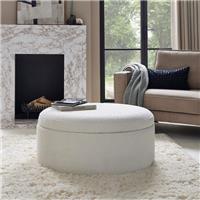 Dusk Stockton Off White Boucle Round Storage Pouffe RRP £259