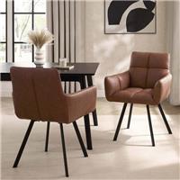 Dusk Brooke Tan Faux Leather Set of 2 Dining Chairs RRP £340