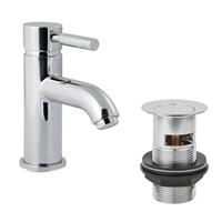 Deva Vision Mono Bathroom Basin Mixer Tap with Press Top Waste - Chrome - VSN113