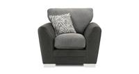 DFS Lucinda Charcoal Combi Set of 2 Armchairs & Storage Footstool RRP £1557