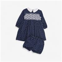 Rachel Riley, Navy Bow Ls Dress With Bloomers, 9-12 Months JQ498ZQ6AAGEK5NF/1