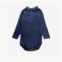 Petit Bateau, Navy Collared Long Sleeve Bodysuit, 9-12 Months 122013/2