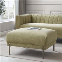 Dusk Madison Light Green Velvet & Brass Pouffe RRP £199