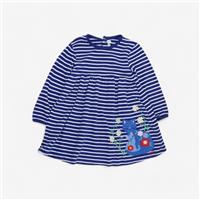 Jojo Maman Bb, Blue Striped Dress With Cat And Daisy Applique, 12-18 Months...