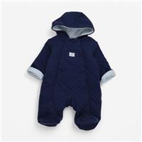 John Lewis, Pramsuit Blue Quilted With Elephant, 9-12 Months 91E583467719/3
