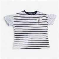 Marks And Spencer, T-Shirt White With Navy Stripes Purple Striped Sle, 5-6 Ye...