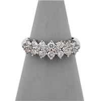 Pre-Owned 14ct White Gold 3 Row Diamond Ring - Size Q