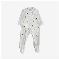 Jojo Maman Bebe, White Velour Festive Sleepsuit, 6-9 Months 122837M/1