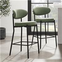 Dusk Mia Sage Green Matte Velvet Set of 2 Barstools RRP £149