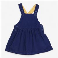 Jojo Maman Bb, Dress Navy Cord Pinafore With Yellow Polka Dot Lin, 6-12 Mon...
