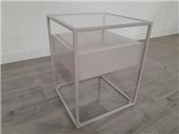 DFS Divario Warm Beige Metal & Glass Side Table RRP £199