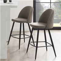 Dusk Iris Taupe Velvet & Black Metal Set of 2 Barstools RRP £149