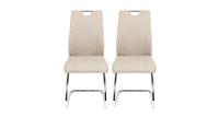 DFS Piatto Champagne Faux Leather Set of 2 Cantilever Dining Chairs RRP £239