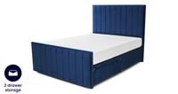DFS Lucine Royal Blue Velvet 2 Drawer Storage Small Double Bedframe RRP £909