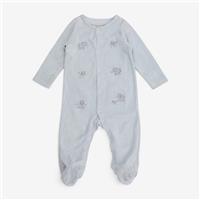 John Lewis, Sleepsuit Blue Velour Elephants, Newborn E4372F0732D6/3