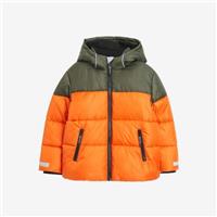 John Lewis, Orange Colour Block Mid Weight Padded Coat, 9-10 Years 6289665/17